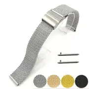 20mm 22mm Solid Milanese Mesh Stainless Steel Strap with Hook Buckle Watch Band