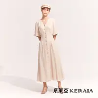 在飛比找momo購物網優惠-【KERAIA 克萊亞】文青散策休閒簡約麻質長洋裝