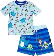 [Disney] Pixar D100 Toy Story Monsters Inc. Mickey Mouse Buzz Lightyear Rash Guard and Swim Trunks Outfit Infant to Toddler