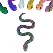 Nemoro 3D Printed Articulated Snake – 29.5'' Crystal-Like Movable Snake– Realistic Slithering Design, Collectible Articulated Model (Blue Green Yellow)