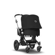 Refurbished Bugaboo Cameleon 3 Plus seat and bassinet pram Black sun canopy, black fabrics, aluminium chassis