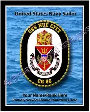 USS Hue City CG 66 Personalized Ship Crest Print on Canvas 2D Effect