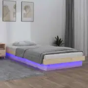 Single Size LED Lights RGB Bed Frame Mattress Base Solid Wood 92x187cm