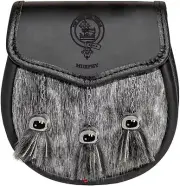 Murphy Semi Dress Sporran Fur Plain Leather Flap Scottish Clan Crest