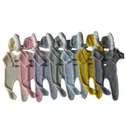 Soft and Warm Newborn Romper with Lovely Plush Hat Baby Jumpsuits with Bonnet