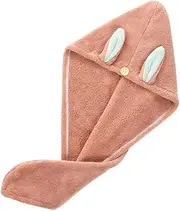 WEKADRIN Rabbit Ear Hair Drying Hat 1-Piece Coral Fleece Towel Quick-Dry Bath Cap for Women Absorbent Hair Wrap for Home Use