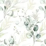 JLHOUSE 99210-3 self-Adhesive Vintage Leaf Eucalyptus Light Green/White Contact Paper Removable self-Adhesive Wallpaper Living Room Bathroom 17.3 x 118 in.