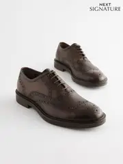 Brown Signature Brogue Shoes (Q68258) | $73