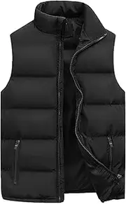 [Generic] Mens Wool Coats Winter Fashion Casual Solid Color Zipper Collar Sleeveless Cotton Padded Vest Top Features Big And Tall Mens down Vests Outerwear