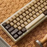 PBT Translucent Keycaps, Minimalist Brown Keycaps, 164 Key Custom Cherry Profile Keycap Set, Dye Sublimation Cute Coffee Key Cap for 60% 65% 75% 100% MX Switches Mechanical Keyboard(Coconut Latte)