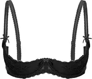 [Oyolan] Womens Sexy 1/4 Cup Push Up Underwire Shelf Bra Adjustable Strap Sponge Padded Brassiere Underwear