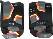 TKTGNVNZKA 7/8'' 22mm Motorcycle Handlebar Switch Universal Headlight Warning Light Turn Signal Horn Start Kill Button with LED Light(A)