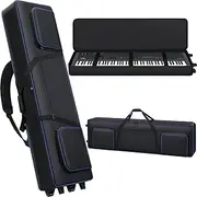 88 Key Keyboard Case Soft Padded with Wheels (53"x14.5"x7"), 88 Key Keyboard Rolling Bag with Multi-pocket, Electric Piano Case Keyboard Travel Gig-Bag with Roller/Backpack-straps/Carrying Hanlde
