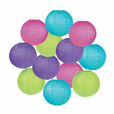 Bright Hanging Paper Lanterns - Party Decor - 12 Pieces