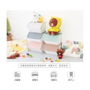 LINE FRIENDS 上掀式浮雕收納箱35L 3入組 置物箱 整理箱 收納盒 熊大 兔兔 莎莉【5ip8】