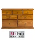 TALLBOY LOWBOY BANKSIA CONSTRUCTED TIMBER 1.2m CHEST OF 7 DRAWER WALNUT