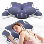 Cervical Ergonomic Butterfly-Shaped Memory Foam Pillow Breathable Mesh Fabric Ideal for Side Back Stomach Sleepers Neck Support