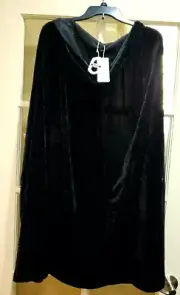 NWT BIXIAN Hooded cape cloak Youth Black velvet