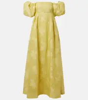 [Rebecca Vallance] Rebecca Vallance Benette off-shoulder brocade gown UK 10 yellow