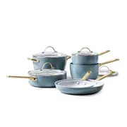 GreenPan Padova 10 Piece Cookware Set Smokey Sky Blue