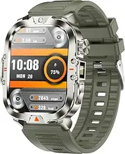 Tinwoo Smart Watch for Men,2.01'' HD Display,Super Bright LED Flashlight,IP68 Waterproof Outdoor Rugged Smartwatch,100+ Sport Modes,Bluetooth Calls/HR Monitor/SpO2 for Android iOS (Starlight Gold)