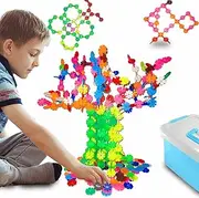 Building Blocks 400 Piece Interlocking Plastic Disc Set - Creative and Educational Toys Building Flakes Montessori Toys - A Great Stem Toy for Both Boys and Girls(Over 3 Year Old)