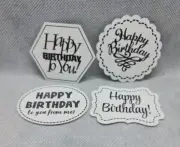16 PRINTED HAPPY BIRTHD MIXED SHAPE SENTIMENT LABELS DIE CUTS.... CARDMAKING