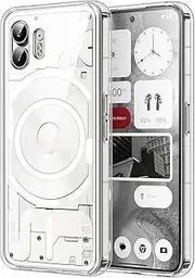 Magnetic Case for Nothing Phone 2 Case [MIL-Grade Drop Tested & Compatible with MagSafe] Translucent Matte Back, Anti-Fingerprint Anti-Scratch (Matte Black) (Clear)