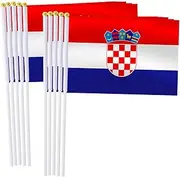 Croatia Handheld Small Flag Set,10 PCS 5×8 Inch Mini Croatians Hand Held Banner,Tiny Digital Printed Polyester Banner