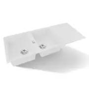 Granite Quartz Stone Double Bowls Basin White Kitchen Laundry Sink Drainer Board