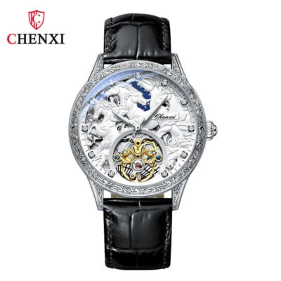 CHENXI Men Brand Watch Horse Dial Automatic Mechanical Wristwatch Leather Watch