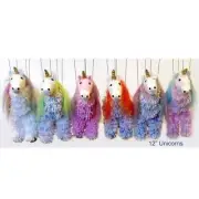 One Yarn Pink Unicorn With Purple Hair 4 Legged String Marionette 12" Puppet NP