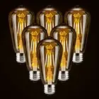 6Pcs Vintage Filament E27 LED Edison Bulb Amber Lamp Decorative Industrial Light