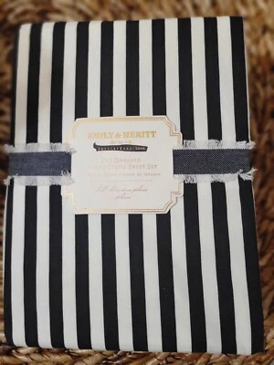 Pottery Barn Teen Emily & Meritt Pirate Stripe Full Sheet Set-Black White
