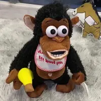 在飛比找樂天市場購物網優惠-拿香蕉的猴子玩偶搶走拿掉發狂電動哭鬧猩猩丑玩具磁控熱巴同款猴