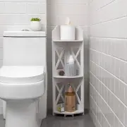 DelSol Corner Shelf Stand 3 Tier Bathroom Storage Organizer Toilet Paper Holder Stand Waterproof