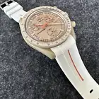 20mm WHITE Vulcanized Caoutchouc ORANGE Stripe Omega Speedmaster Jupiter Swatch