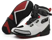 Short Ankle Leather Motorbike Boots for Men, Waterproof Motorbike Boots, Genuine Leather Short Ankle Boots, Motorcycle Boots Protective Shoes for Riders,40,A