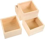 HEALEEP 4Pcs Rustic Wooden Storage Boxes Unfinished Wood Crates for Organizing Desk Items Stylish Craft Containers for Home Decor present Presentation
