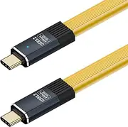 tunghey USBC Cable 20Gbps Flat Slim FPC Cable, 8K@60Hz USB C Cable-100W PD Fast Charging-USB 3.1 Gen 2 20Gbps Type-C Data Transfer, USBC to USB C Video for 15 16 Pro Max (Yellow, 0.2M)