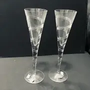 Shannon Crystal Champagne Flutes Spiral Stemware by GODINGER Wedding 10.75” Tall