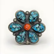 New Native American Turquoise & Spiny Oyster Ring, Size 10