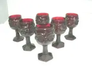 Avon Ruby Glass- Cape Cod Collection---[7] Wine Goblets/Cordials--NEW w/o Box