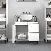 Bathroom Under Sink Cabinet, Bathroom Vanity Base Unit Storage Floor Cabinet Bathroom Cabinet White 65x33x60 cm Engineered Wood