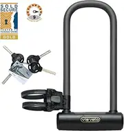 Via Velo Bike U Lock Longer | Pro U Lock 20CrMnTi Steel Anti-Theft 16mm Shackle with Bracket and Sold Secure Gold Approval for Road, Mountain, Electric, Folding Bikes and Electric Scooters