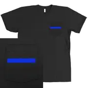 Thin Blue Line Police Support POCKET T-Shirt Law Enforcement - QUALITY & SOFT