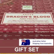 Satya Dragon Blood Aromas Gift Set T-Lite Candles Incense Cone Fragrance Oil