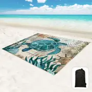 Beach Blanket Waterproof Sandproof Oversized 95”X 80”,Sand Free Beach Mat with C