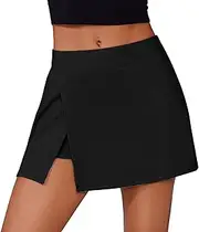 [Mayoii] Swim Skirt for Women UK High Waist Bikini Bottoms with Tummy Control and Side Slit, Flowy Swim Skirts for Beach & Pool