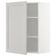 METOD wall cabinet with shelves, white/Lerhyttan light grey, 60x37x80 cm